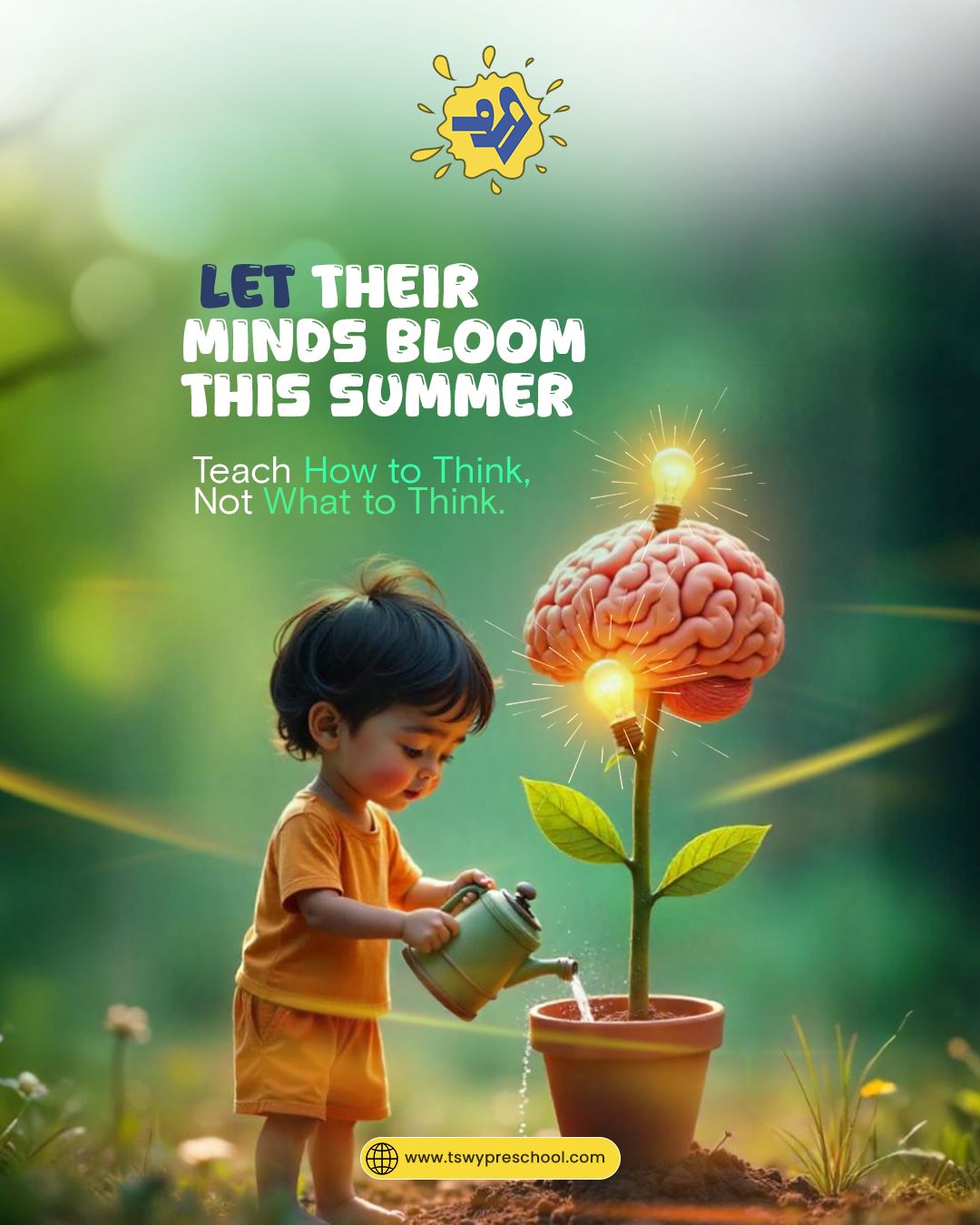 Let Their Minds Bloom This Monsoon at TSWY!
As the rains nourish the earth, TSWY nurtures young minds — helping them grow with curiosity, creativity, and confidence.
✨ Teach them how to think, not what to think.
Because learning should pour in like rain — natural, joyful, and full of wonder!
🔗 www.tswypreschool.com
#TSWY #MonsoonMagic #LetThemBloom #MindfulLearning #CuriousMinds #PreschoolWithPurpose