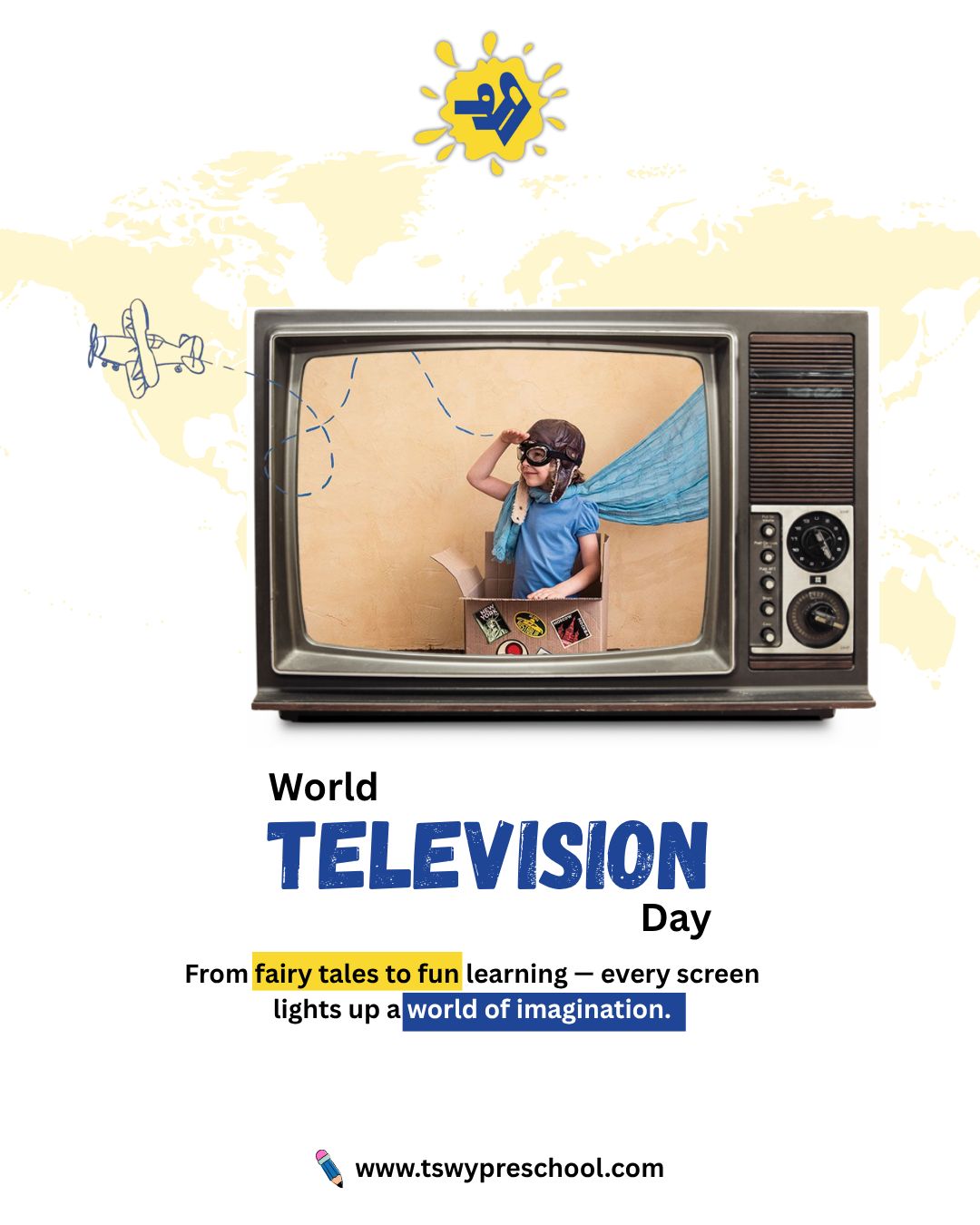 From fairy tales to fun learning — every screen lights up a world of imagination! 🌈✨
This #WorldTelevisionDay, let’s celebrate the power of storytelling and creativity that inspires young minds every day. 💡🎬

At TSWY Preschool, we believe every story sparks curiosity and every moment of learning is an adventure! 🌟
#WorldTelevisionDay #TSWYPreschool #EarlyLearning #PreschoolLife #ImaginativeLearning #StoryTimeFun #KidsLearning #LearningIsFun #CreativeMinds #PreschoolEducation #ChildDevelopment #PlayAndLearn #LittleLearners #ScreenTimeSmart #InspiringYoungMinds #PreschoolActivities #EducationThroughPlay #TSWY #LearningJourney #KidsImagination