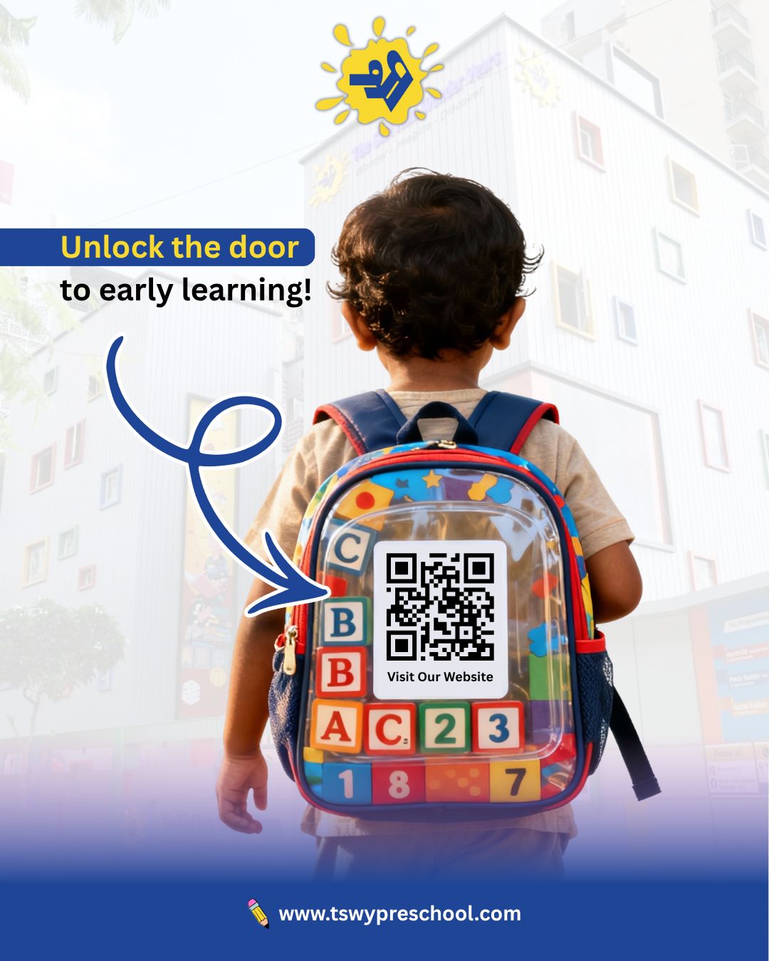🎒 Unlock the Door to Early Learning! 🌈
Every child deserves a joyful start filled with curiosity, creativity, and care. At TSWY Preschool, we make the first step of education exciting, safe, and full of discovery! 💫

📲 Scan the QR to explore our programs or visit 👉 www.tswyPreschool.com

#TSWYPreschool #EarlyLearning #PreschoolEducation #ChildDevelopment #PlayBasedLearning #PreschoolInIndia #LearnThroughPlay #PreschoolAdmission #PreschoolFranchise #PreschoolGoals #EarlyYearsMatter #BuildingBrightFutures #kindergartenlife