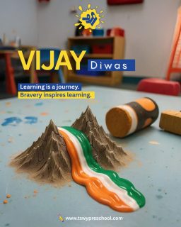 Bravery isn’t taught —
It’s felt, seen, and remembered. ✨
On Vijay Diwas, we honour the courage that protects our tomorrow
and inspires every child to learn with heart, hope, and strength.
#VijayDiwas #TSWYPreschool #WonderImagineDiscover #EarlyLearning #Patriotism #CourageAndLearning #PreschoolIndia #ChildhoodEducation #HolisticLearning #LearningWithValues #TricolourIndia