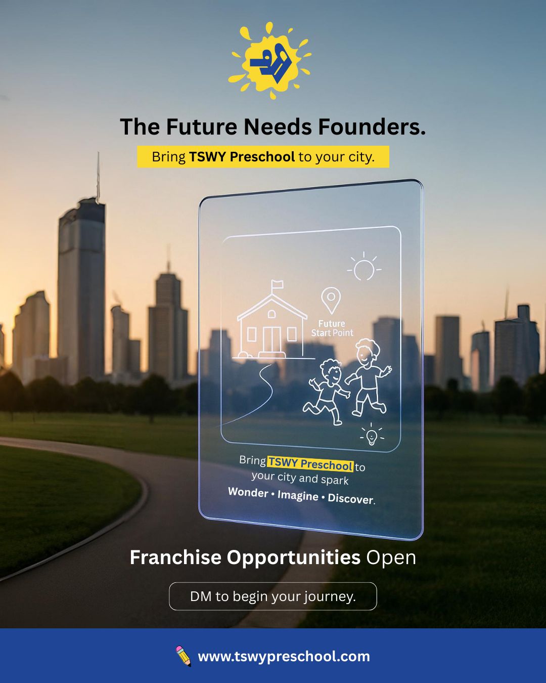 The future doesn’t just need students — it needs founders.Bring TSWY Preschool to your city and build more than a school.
Build a space where Wonder is sparked, Imagination is nurtured,
and Discovery becomes a way of life.If you believe early education shapes tomorrow’s leaders,
This is your opportunity to lead the change.✨ Franchise Opportunities Open
📩 DM us to begin your journey
🌐 www.tswypreschool.com
#TSWYPreschool #PreschoolFranchise
#EducationFranchise #SchoolFranchiseIndia
#PreschoolBusiness #EarlyEducationIndia
#PlayBasedLearning #FutureReadyEducation
#InvestInEducation #Edpreneur
#EducationEntrepreneur #FranchiseOpportunity
#StartupInEducation #GrowingWithTSWY
#WonderImagineDiscover
#PreschoolIndia #childhoodeducation