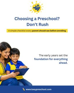 Choosing a preschool? Don’t rush 🤍
The early years build everything that comes next.Before you enrol, check this:
✅ Safe & nearby (CCTV + secure entry)
✅ Caring teachers + good ratio
✅ First-aid & emergency ready
✅ Play-based learning (art, music, movement, outdoor fun)
✅ Comfort before pressureBecause preschool isn’t about fast milestones…
it’s about trust, warmth, and a joyful start ✨👶🏻🌈#TSWYPreschool #HappyBeginnings #EarlyYearsMatter #PlayBasedLearning #preschoolparents