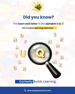 Did you know? 🤔
The letter Q may be the least used in the alphabet—
but it sparks the most questions! ✨
At TSWY Preschool, we believe curiosity is the first step to learning.
When children ask questions, explore letters, and wonder aloud,
they don’t just learn the alphabet—
they build confidence, thinking skills, and a love for discovery. 💛
Because curious minds grow into lifelong learners.
🔍 Curiosity builds learning.
#DidYouKnowKids
#CuriosityBasedLearning
#EarlyLearningFun
#PreschoolLearning #TSWYPreschool