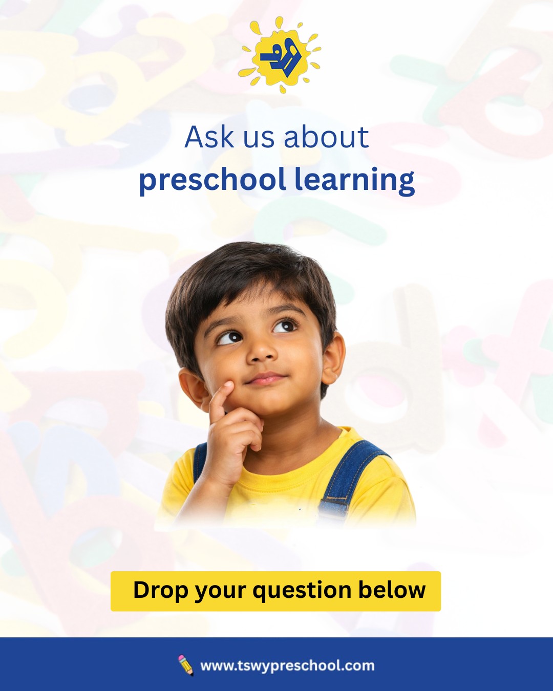 Preschool isn’t just about ABCs and 123s.
It’s about confidence, curiosity, friendships, emotional growth, and the foundation for lifelong learning. 💛At TSWY Preschool, every question matters — because informed parents build confident learners.Wondering about curriculum?
School readiness?
Emotional development?
Admissions?Ask us anything about preschool learning in the comments below — we’re here to help. ✨
#TSWYPreschool #PreschoolLearning #EarlyChildhoodEducation #ParentingQuestions #SchoolReadiness #PlayBasedLearning #HolisticDevelopment #CuriousMinds #WonderImagineDiscover #PreschoolAdmissions #DelhiPreschool #ParentsOfPreschoolers #LearningJourney