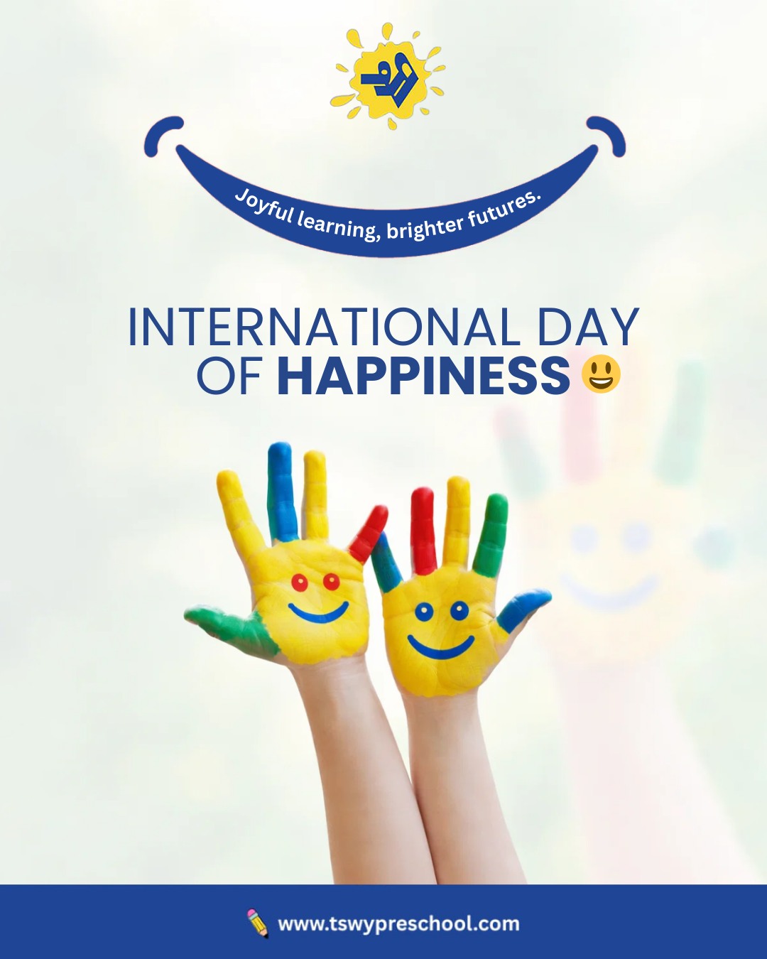 Happiness in early childhood is feeling safe, heard, and free to explore 😊
On this International Day of Happiness, we celebrate joyful learning, kind classrooms, and little moments that make big smiles.At TSWY Preschool, happiness is woven into everyday learning—through play, laughter, friendships, and trust.
Because joyful learning today builds brighter futures tomorrow 💛#InternationalDayOfHappiness #JoyfulLearning #HappyClassrooms #EarlyChildhoodEducation #PreschoolLife #TSWYPreschool #LearningThroughPlay #HappyMinds #PositiveEducation #HolisticDevelopment #ChildhoodJoy #BrightFutures #playbasedlearning