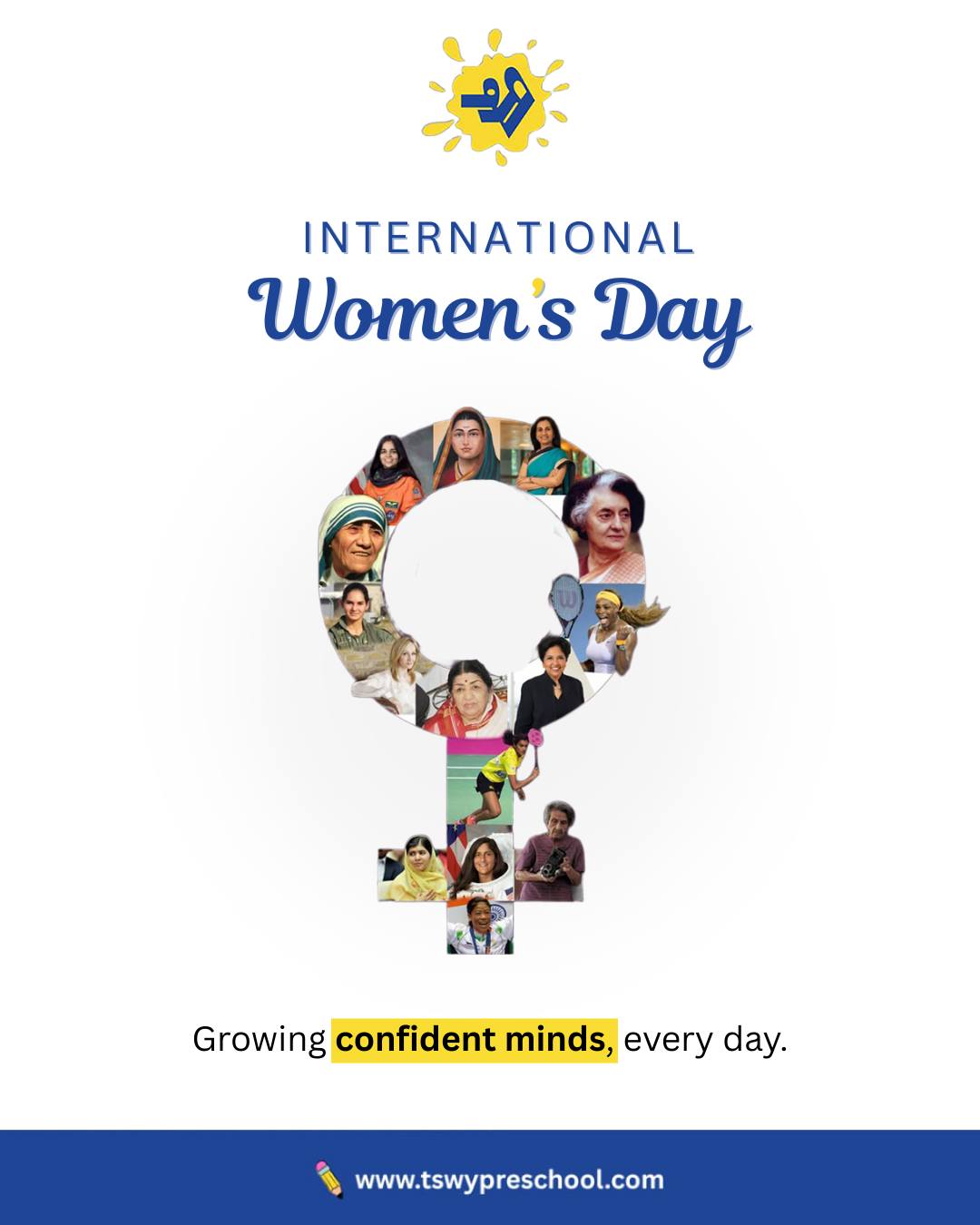 Every confident woman was once a child who was encouraged to speak, explore, and believe 🌼
This International Women’s Day, we celebrate not just the women who inspire us—but the values we nurture every day to shape the women of tomorrow.At TSWY Preschool, confidence isn’t taught in one day.
It’s grown—through care, curiosity, choice, and trust. 💛
Because when young minds grow confident, the future grows stronger.
#InternationalWomensDay #GrowingConfidentMinds #WomenOfTomorrow #EarlyChildhoodEducation #PreschoolLearning #TSWYPreschool #EmpoweringGirls #ConfidenceStartsEarly #FutureLeaders #GenderEquality #WomenInspiration #HolisticDevelopment #PlayBasedLearning #strongrootsstrongwings