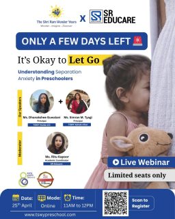 Only a few days left! 🚨Saying goodbye at the school gate isn’t always easy—for children or parents. Join our Live Webinar on Separation Anxiety in Preschoolers and learn practical, reassuring ways to make transitions smoother and stress-free.Hear insights from experienced school leaders and understand how small steps can build big confidence in your child’s early learning journey. 🌱📅 25th April
⏰ 11 AM – 12 PM
💻 Online Session
🎟️ Limited seats availableRegister now and support your child’s confident start to school life.#PreschoolParents #SeparationAnxiety #EarlyChildhoodEducation #ParentingSupport #TSWY SchoolReadiness EarlyYearsMatter