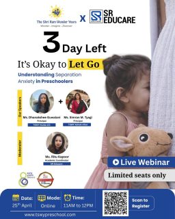 3 days left! 🚨Saying goodbye at the school gate isn’t always easy—for children or parents. Join our Live Webinar on Separation Anxiety in Preschoolers and learn practical, reassuring ways to make transitions smoother and stress-free.Hear insights from experienced school leaders and understand how small steps can build big confidence in your child’s early learning journey. 🌱📅 25th April
⏰ 11 AM – 12 PM
💻 Online Session
🎟️ Limited seats availableRegister now and support your child’s confident start to school life.#PreschoolParents #SeparationAnxiety #EarlyChildhoodEducation #ParentingSupport #TSWY
