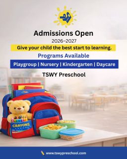Admissions for 2026–2027 are now open at TSWY Preschool! 🎒
Give your child the best start with a nurturing environment that builds curiosity, confidence, and creativity.
From Playgroup to Kindergarten and Daycare, we focus on strong foundations for lifelong learning. 🌱
📌 Limited seats available
📲 Enroll now and secure your child’s bright future.#PreschoolAdmissions #AdmissionsOpen #TSWYPreschool #EarlyLearning #Playgroup NurseryAdmission Kindergarten Daycare BestPreschool KidsEducation EarlyChildhoodEducation LearningThroughPlay ParentingTips SchoolAdmissions2026 PreschoolLife ChildDevelopment HolisticLearning FutureReady EducationFirst PreschoolNearMe