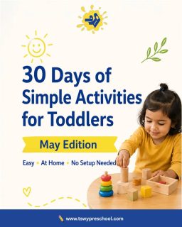 30 days.
Simple moments.
Big learning. 🌱This May, turn everyday play into meaningful growth with easy toddler activities designed to support movement, thinking, observation, sensory exploration, and life skills — all through simple moments at home.✨ Week 1 & 2 — Sensory Play + Movement
✨ Week 3 — Thinking & Observing
✨ Week 4 — Everyday Life SkillsBecause childhood doesn’t need perfect setups.
It needs connection, curiosity, and intentional time together. ❤️Save this May activity series for daily inspiration and create mindful play moments with your little one.Follow TSWY Preschool for simple early learning ideas, parenting support, and playful learning activities for toddlers.#TSWYPreschool #ToddlerActivities #SensoryPlay #MindfulParenting #EarlyLearning PreschoolActivities LearningThroughPlay ToddlerLearning KidsActivities PlayBasedLearning FineMotorSkills LifeSkillsForKids ThinkingSkills IndoorActivitiesForKids