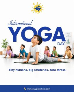The best time to build healthy habits is in childhood. 🌱Yoga is more than just stretching—it's about balance, focus, confidence, and emotional well-being. When children practice yoga, they learn to connect with their bodies, calm their minds, and develop skills that support them throughout life.At TSWY Preschool, we encourage little learners to move, breathe, and grow with confidence. Because strong minds and healthy bodies are nurtured one small stretch at a time.💙 Tiny humans, big stretches, zero stress.Let's celebrate International Yoga Day by inspiring children to embrace wellness, mindfulness, and joyful movement every day.#InternationalYogaDay #YogaForKids #EarlyChildhoodEducation #MindfulLearning #TSWYPreschool