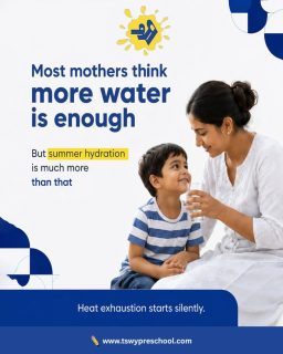 Summer hydration is more than just water! ☀️💧 Small daily habits can make a big difference in keeping children active, healthy, and protected from the heat. Save this post and share it with fellow parents.#SummerHydration #ChildHealth #ParentingTips #HealthyKids #SummerCare PreschoolLife TSWIPreschool KidsWellness ChildCareTips ParentingSupport HealthyChildren EarlyYearsEducation PreschoolActivities SummerSafety HydrationTips