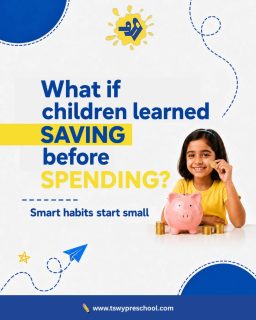 💰 What if children learned saving before spending?Big money lessons often begin with small habits.When children save, they learn:
✔️ Patience
✔️ Smart decision-making
✔️ Goal setting
✔️ The value of moneyEvery coin tells a story. Every saved rupee has a purpose.🌞 Summer Activity Idea:
Create a DIY piggy bank using an old bottle or box. Let children decorate it with colours, stickers, and creativity.Then ask:
👉 If you saved money, what would you save it for?🐷 Fun Fact:
Why is it called a Piggy Bank?Long ago, people stored money in clay containers made from a material called “Pygg.” Over time, the word Pygg sounded like Pig, and pig-shaped money boxes became popular!A child who learns to save today grows into an adult who spends wisely tomorrow.Don’t teach children only how to spend.
Teach them how to save too.#TSWYPreschool #PlayBasedLearning ning #PreschoolLearning #EarlyChildhoodEducation #ParentingTips
