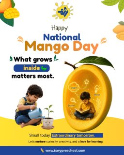 🥭 Happy National Mango Day! 💛Just like a mango, what grows inside matters the most.At TSWY Preschool, we nurture the seeds of curiosity, creativity, imagination, and confidence—because every child has extraordinary potential waiting to blossom.Small steps today become extraordinary achievements tomorrow. 🌱✨This National Mango Day, let's celebrate growth that goes beyond the surface and inspire young minds to Imagine, Wonder, Discover, and Learn.💙 Happy National Mango Day from the TSWY Preschool family!#NationalMangoDay #TSWYPreschool #EarlyChildhoodEducation #LearningThroughPlay #Preschool