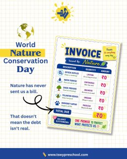 🌿💚 Nature Gives. We Protect. 💚🌿This World Nature Conservation Day, let's pause and appreciate the priceless gifts nature gives us every single day—clean air to breathe, pure water to drink, shade to rest under, and a thriving world to explore.At TSWY Preschool, we inspire young minds to become thoughtful caretakers of our planet by nurturing kindness, responsibility, and a love for the environment through everyday learning.The greatest way to thank nature isn't with words—it's with our actions. 🌍🌱Let's plant more, waste less, and raise children who grow up protecting the world they call home.Happy World Nature Conservation Day! 🌿✨#WorldNatureConservationDay #ProtectNature #TSWYPreschool #GreenFuture