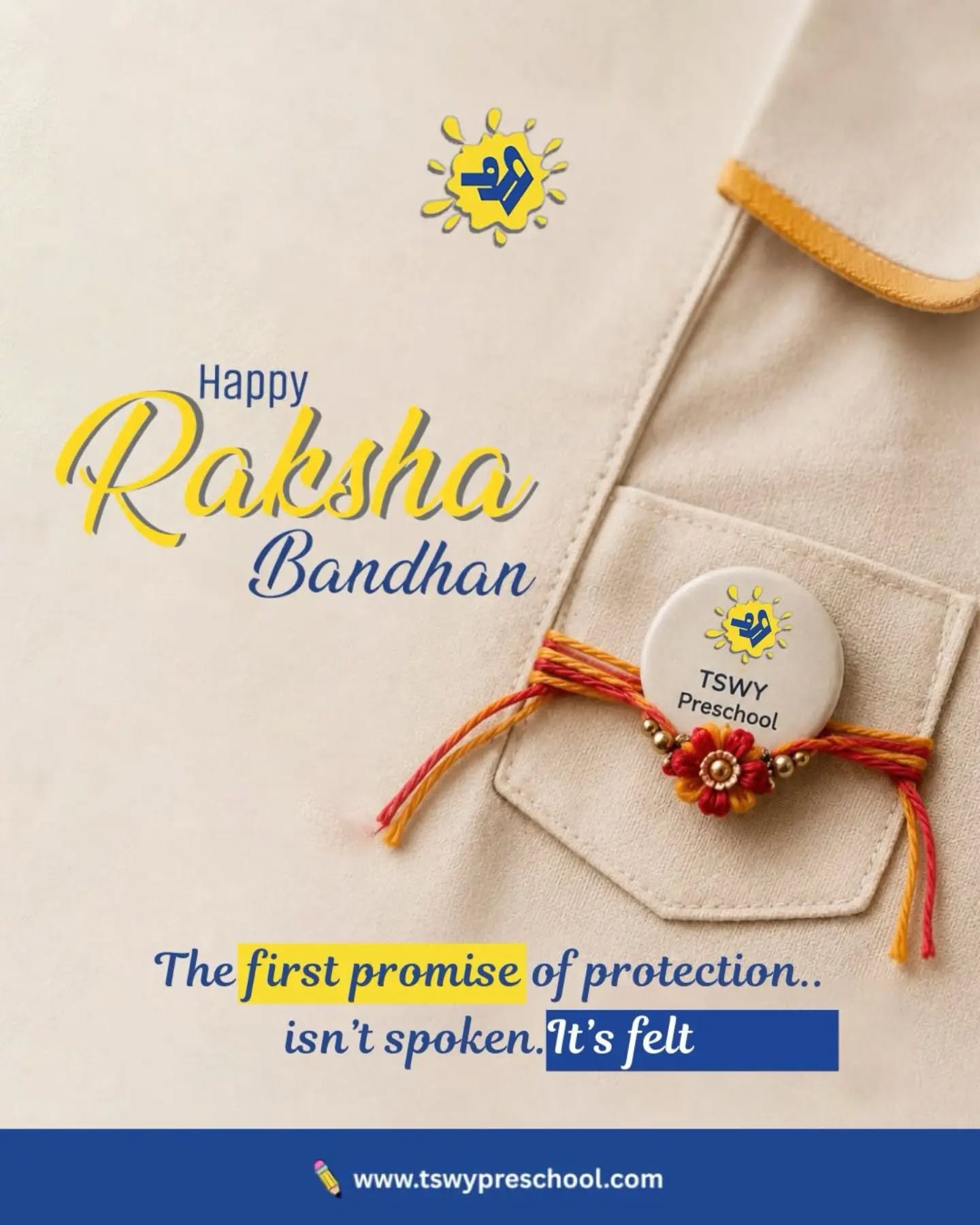 The first promise of protection isn't spoken—it's felt. ❤️This Raksha Bandhan, let's celebrate the bonds that make children feel safe, loved, and confident enough to explore the world. At TSWY Preschool, we believe every child deserves an environment where care, trust, and belonging are woven into every learning experience.Wishing you and your family a Raksha Bandhan filled with love, laughter, and lifelong memories. 🪢✨#HappyRakshaBandhan #TSWYPreschool #EarlyChildhoodEducation #ChildhoodMatters #GrowingTogether