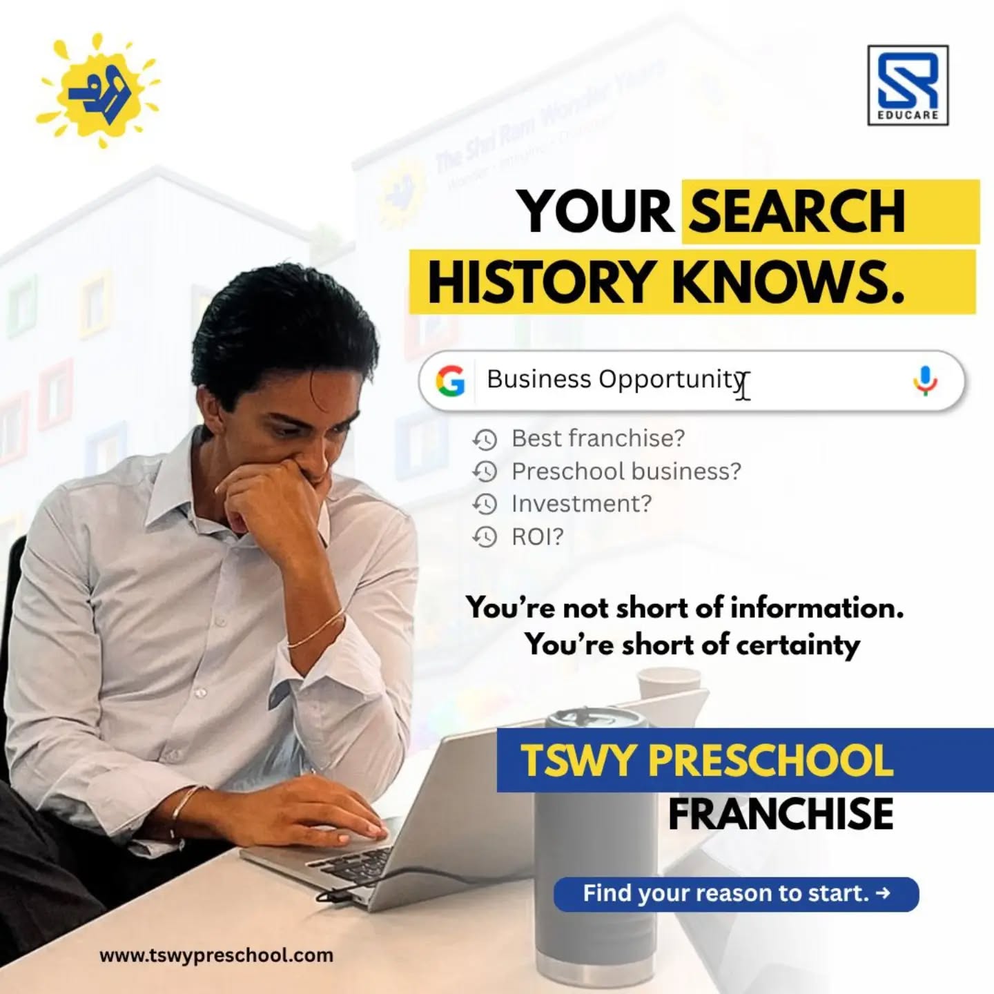 Your search history says you're ready. 👀
Your next move should say it too.Searching for the best franchise? Exploring preschool business opportunities? Calculating investment and ROI?**Stop collecting options. Start exploring the right opportunity.** 💡Build your entrepreneurial journey with the **TSWY Preschool Franchise**. 🎓💛💙👉 Interested in starting your own preschool? Visit the link in our bio and enquire today!#TSWYPreschool #PreschoolFranchise #FranchiseOpportunity #Edupreneur #PreschoolBusiness EducationBusiness StartYourOwnBusiness FranchiseIndia